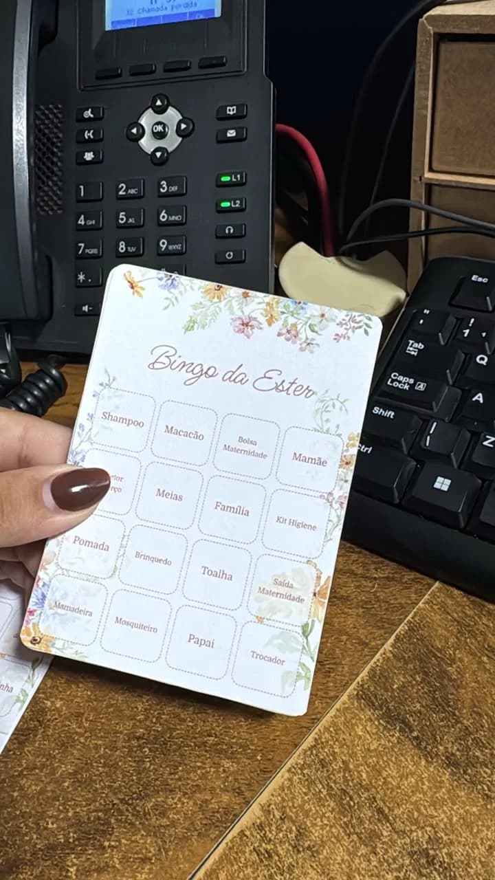 BabyBingo cards at Ester's baby shower, Floral theme